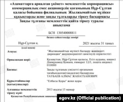 "Жылжымайтын мүлікті басқару жөніндегі дирекциясының" "Елбасы қорына" тиесілі екенін көрсететін құжат.